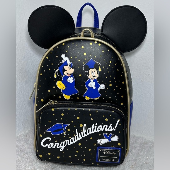 Loungefly Disney Graduation Backpack - Black and Blue - Picture 9 of 11